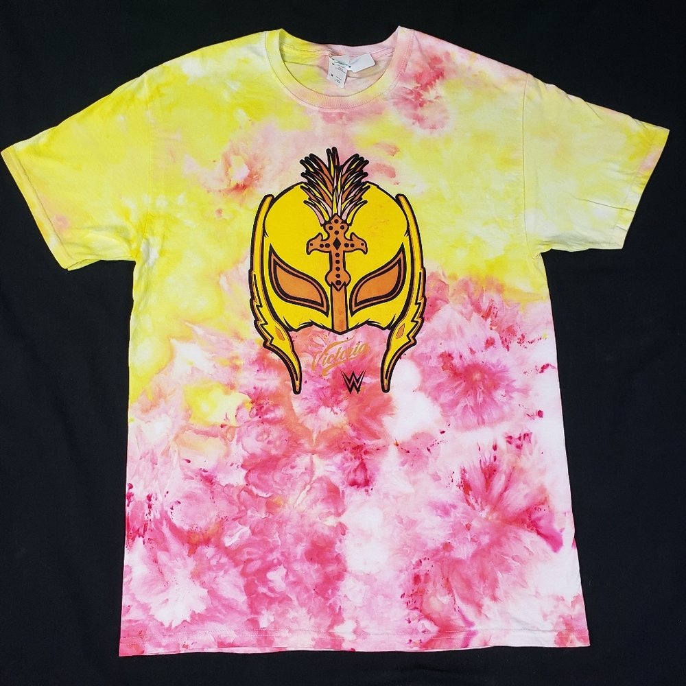 CUSTOM WWE Rey Mysterio Shortsleeve Shirt Upcycled Medium Red Yellow